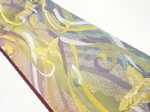 リボンに蝶模様織出し袋帯